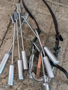 These are Brian’s tools of the trade. They are called floats. Floats are about 21-inches long. The long handles allow Brian to get to the back molars.
