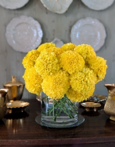 Here is one of the marigold arrangements in my sitting room - so cheerful to see every morning when I come downstairs.