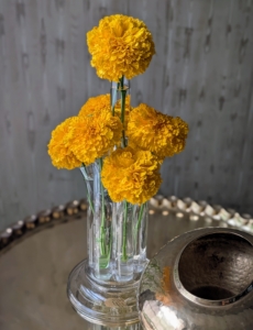 And on another table in this room, the gold marigolds. I hope this weekend, you can get yourself some cut flowers and bring a little bit of summer indoors.