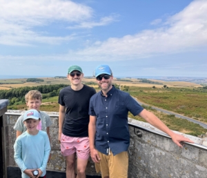 We had a splendid beach day with Laurence Booth-Clibborn, who is also Martha's godson. We climbed up to the top of the Hardy Monument before spending the afternoon fossil hunting and swimming on the Jurassic Coast. You might remember Laurence's beautiful wedding photos from May.