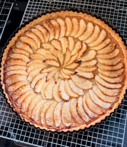 Here's the Applesauce Tart fresh out of the oven and cooling.