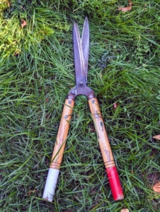 Phurba uses Japanese shears to groom the boxwood shrubs. I prefer hand held tools – it’s a slower process, but they make cleaner, neater, more detailed cuts compared to powered versions.