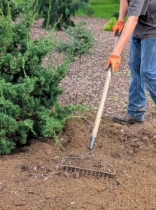 The area is then raked, so it is neat and tidy.