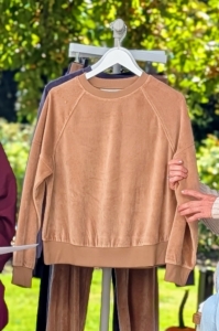 This is comfort at its finest - my Velour Raglan Sleeve Pullover and matching joggers. Nothing compares to the relaxed, soft, cozy fabric in burro, caviar or greystone. Wear the outfit casually or dress it up for dinner.