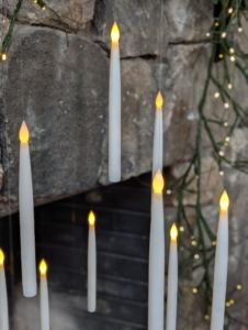 These are also fun - my set of 15 Floating Taper Candles with remote. These are designed to "hover" above a space for a chilling yet magical glow.