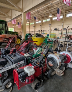 Blowers, tillers, edgers, walk behind mowers, and generators are all parked by type and frequency of use.