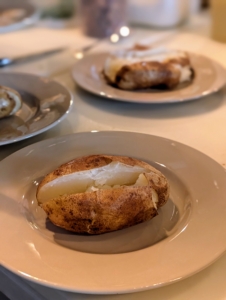 I wanted to serve my Smashed Baked Potatoes with Crème Fraîche and Caviar from my 100th book. I always smash my cooked potatoes on the kitchen counter before serving to break up the tough fibers of the cooked flesh.