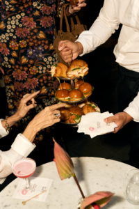 After the interview, the event opened its garden doors for a reception. Some of the passed hors d'oeuvres included mini sliders, smoked salmon, mushrooms with spinach, goat cheese and honey, mini croque-monsieur sandwiches, and vegetarian bites.