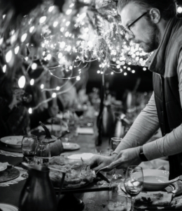 Brian says, "prior to being in the industry, these backyard dinners meant one was the host, the chef, the catering team, and the florist." Brian is ever so grateful for his patient and supportive parents who helped him when needed.