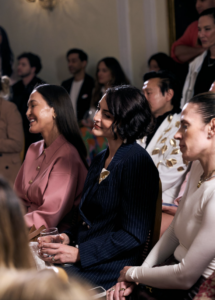 I spoke to a full audience. Attendees included dermatologists, influencers, members of the media, and friends. Sitting here is entrepreneur Charlotte Palermino.