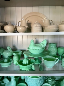 Brian collected jadeite and many pieces of gilded drabware from Martha by Mail.