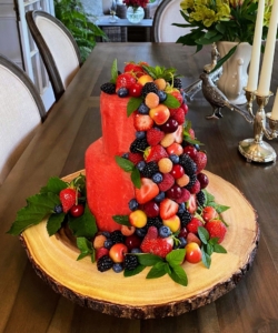 This was another Fourth of July cake made completely from fresh fruit with a watermelon base - healthy and festive.