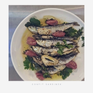 Here is a platter of confit sardines. Jordan's company, JPGM – Larder & Provisions, is built on an important philosophy. The pantry, the garden, the small details that make a home feel cared for. A lot of how I work traces back to what Martha has taught us on her shows, in her magazines, and in the books.