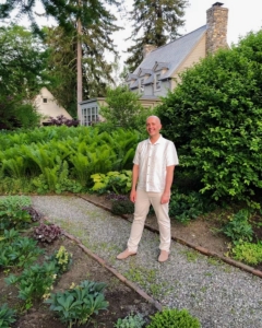 And here is Andrew before leaving my farm, and touring a few more well-loved Martha-influenced stops before heading home to Canada.