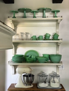 Because of my brand, Kemp says he passionately collects jadeite, Francois Carre outdoor furniture, Wedgewood, and cake stands.