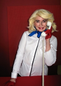 This is me as one of Roy Lichtenstein’s iconic “comic book women." I wore a platinum-blond wig and outlined a plain white shirt with black stripes, and used red half-gloves.