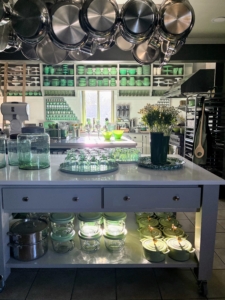 Their kitchen is filled with jadeite colored products - their favorite color. Dennis and Bernie know almost every item from my Home collections.