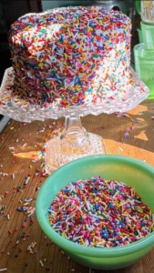 Jeremy baked my confetti cake for a neighbor's 86th birthday earlier this year.