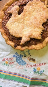 Everything Thanksgiving, Jeremy looks forward to making my mother, Big Martha's, pecan pie and using the cookie cutter for the top.