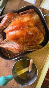 So many followers, readers, and viewers have told me they always use my recipes for making Thanksgiving turkey. This turkey must have been cooked using my Perfect Roast Turkey recipe.