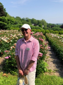 Here is Andrew standing outside my herbaceous peony garden during the tour.