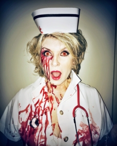 And here I am in a “Bloody Park Avenue Nurse” costume, inspired by the Richard Prince Nurses Series. (Photo by @douglasfriedman)