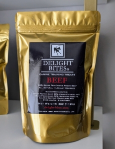 The Delighted Pets boutique includes all-natural, American made treats. These Delightful Bites come in several flavors and treat sizes. My dogs love them.