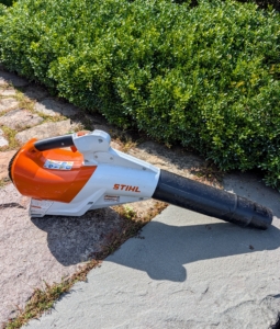 Phurba also uses a battery powered handheld blower from STIHL to clear any barberry debris. This blower is less noisy and perfect for around my Winter House.