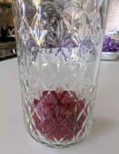 Once dried, they can be stored in a jar until used. Here is some of the dried saffron from last year's harvest. I am so excited to be able to grow this precious spice right here at my farm.