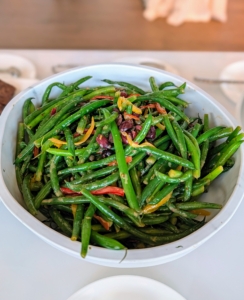 There were also fresh salads such as this lemon dijon haricots verts served with a confetti of peppers, capers, Kalamata olives, and dill.