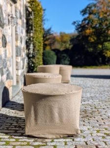 And so is this group of birdbaths and planters that sit outside my offices in the same stable complex - all wrapped for the season.