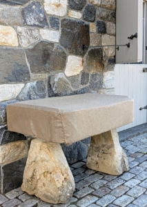 Here's a stone trough outside the barn doors of my stable - it, too, is covered with burlap.