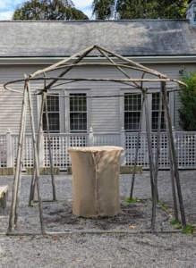 Pete and Fernando also wrapped the big stone birdbath in the courtyard behind my Winter House.