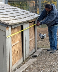 Pete measured the space for sliding doors that would work more efficiently.