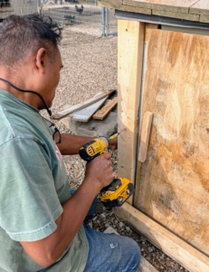 Side pieces cut to fit will prevent the doors from sliding too far.