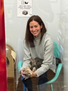 Many kittens were placed in loving homes this weekend. Here is a happy adopter with her new friend.