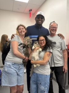 Here is Juli with Kathleen, Rock N' Rescue COO James Scova, and volunteer, Og Anunoby. It was a successful day for the entire staff and so many of the kittens who went home that day.